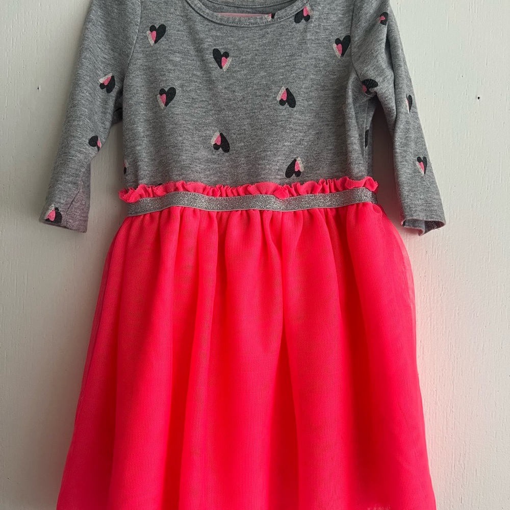 Cat & Jack Gray and Pink Heart Dress